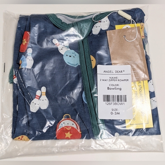 ANGEL DEAR, 2 Way Zipper Romper, Bowling Print, Various Sizes - Picture 2 of 5